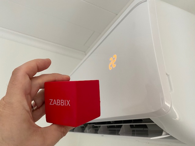 Photo of our AC and decorative Zabbix cube