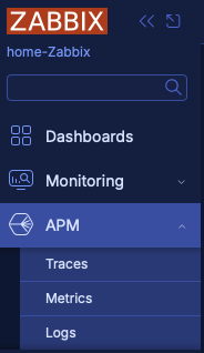 Zabbix APM menu