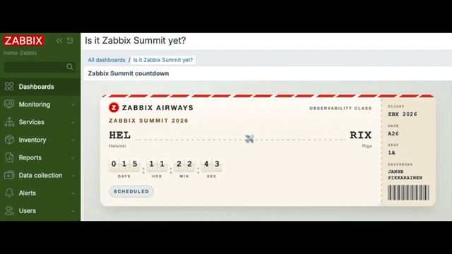 Boarding pass widget GIF file showing the animation